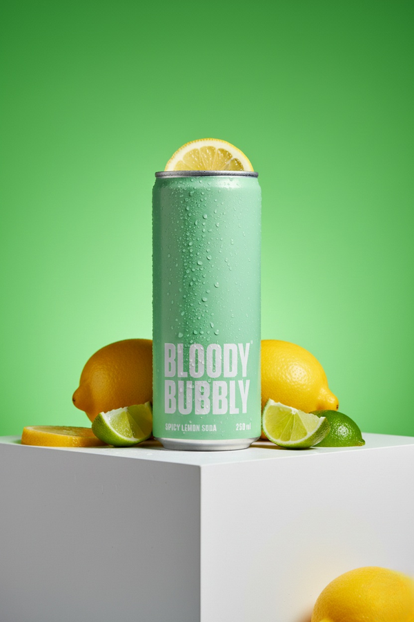 Spicy lemon Soda By Bloody Bubbly | Pack Of 8